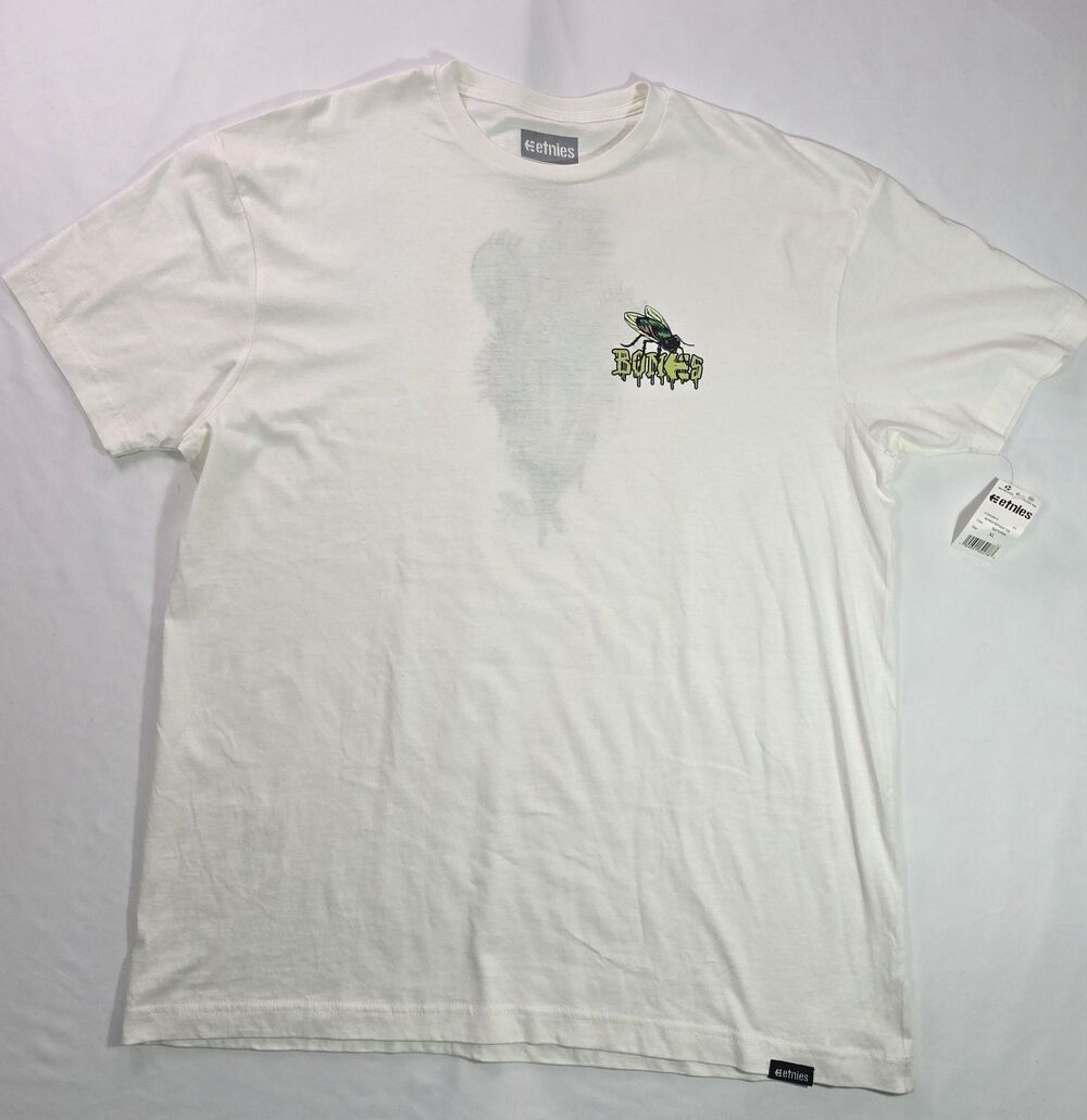 Etnies x Bones Berger Tshirt White Crewneck Logo T-Shirt Size XL NWT BE